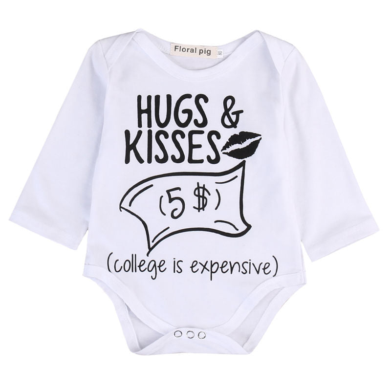 Newborn Baby boys Girls Funny Letter Hug Kiss Bodysuits onesie Infant Babies Kids Cute Bodysuit one-pieces Outfits Kids Clothing