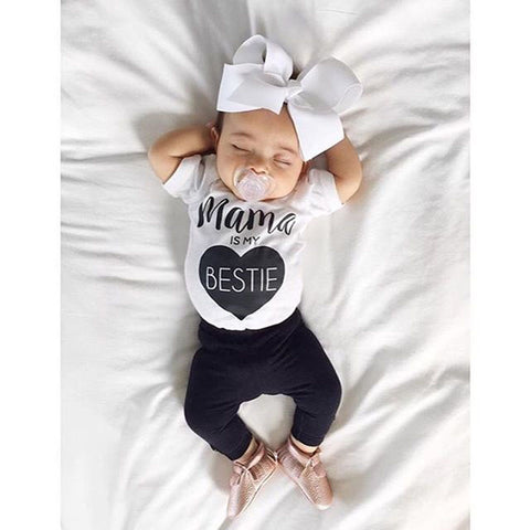 Infant baby girl clothes Cotton rompers o neck short sleeve newborn Jumpsuit Mama Prints playsuit baby onesie costume White Y3