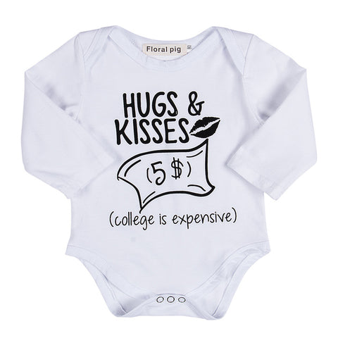 Newborn Baby boys Girls Funny Letter Hug Kiss Bodysuits onesie Infant Babies Kids Cute Bodysuit one-pieces Outfits Kids Clothing