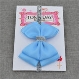 22 color new Baby hair bow flower Headband Silver ribbon Hair Band Handmade DIY hair accessories for children newborn toddler