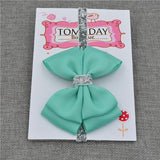 22 color new Baby hair bow flower Headband Silver ribbon Hair Band Handmade DIY hair accessories for children newborn toddler