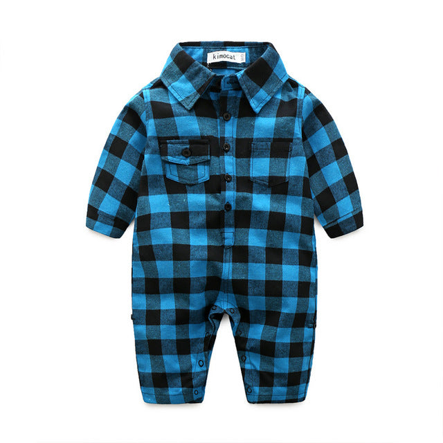 2017 Fashion Handsome Boy Romper Bow Tie Plaid Baby Onesie 100%Cotton Gentleman Newborn Party Jumpsuit
