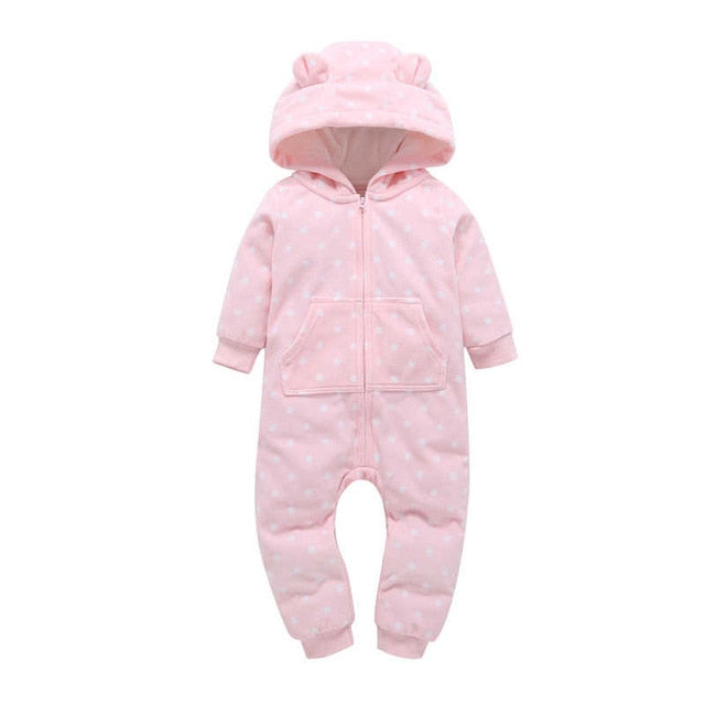 Autumn & Winter Newborn Infant Baby Clothes Fleece Jumpsuit Boys Romper Hooded Jumpsuit Bear Onesie Baby Bebe Menino Macacao