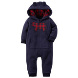Autumn & Winter Newborn Infant Baby Clothes Fleece Jumpsuit Boys Romper Hooded Jumpsuit Bear Onesie Baby Bebe Menino Macacao