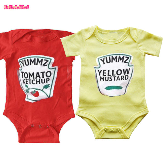 Culbutomind Yummz Tomato Ketchup Yellow Mustard Red and Yellow Bodysuit Baby Boy Twins Baby Clothes Twins Baby Boys Girls