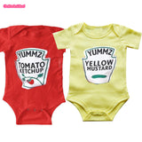 Culbutomind Yummz Tomato Ketchup Yellow Mustard Red and Yellow Bodysuit Baby Boy Twins Baby Clothes Twins Baby Boys Girls