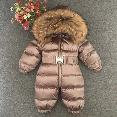 Newborn Baby Clothes Winter Snowsuit Infant Duck Down Jumpsuit Toddler Romper Fur Baby Onesie Kids Parka Coveralls Girl Overall