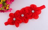 2017 New Ribbon Pearl Diamond Hairband Newborn Hair bands Sewing 3 Flowers Headband Kids Hair Accessories for Girls