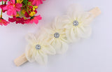 2017 New Ribbon Pearl Diamond Hairband Newborn Hair bands Sewing 3 Flowers Headband Kids Hair Accessories for Girls