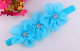 2017 New Ribbon Pearl Diamond Hairband Newborn Hair bands Sewing 3 Flowers Headband Kids Hair Accessories for Girls