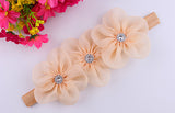 2017 New Ribbon Pearl Diamond Hairband Newborn Hair bands Sewing 3 Flowers Headband Kids Hair Accessories for Girls