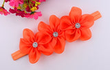 2017 New Ribbon Pearl Diamond Hairband Newborn Hair bands Sewing 3 Flowers Headband Kids Hair Accessories for Girls