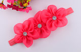 2017 New Ribbon Pearl Diamond Hairband Newborn Hair bands Sewing 3 Flowers Headband Kids Hair Accessories for Girls
