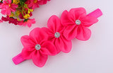 2017 New Ribbon Pearl Diamond Hairband Newborn Hair bands Sewing 3 Flowers Headband Kids Hair Accessories for Girls