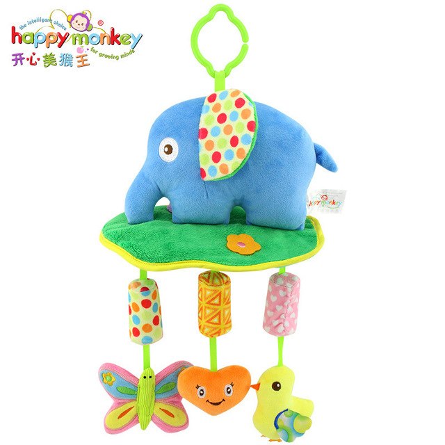 Baby Rattle Ring Bell Musical Plush Owl Elephant FishLathe Hanging Bebe Crib Toy for Bed Stroller Car