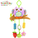 Baby Rattle Ring Bell Musical Plush Owl Elephant FishLathe Hanging Bebe Crib Toy for Bed Stroller Car