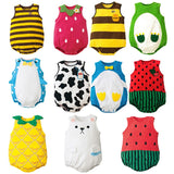 Free Shipping Cute New born Baby Girl Clothes Cartoon Fruit Rompers Cotton Sleeveless Button Onesie Baby Boy Summer Clothes LT11