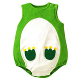 Free Shipping Cute New born Baby Girl Clothes Cartoon Fruit Rompers Cotton Sleeveless Button Onesie Baby Boy Summer Clothes LT11