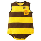 Free Shipping Cute New born Baby Girl Clothes Cartoon Fruit Rompers Cotton Sleeveless Button Onesie Baby Boy Summer Clothes LT11