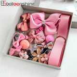 BalleenShiny 18Pcs/set Headwear Set Baby Girls Hairpins Children Headband Bowknot Hot Sale Crown Princess New Hair Accessories