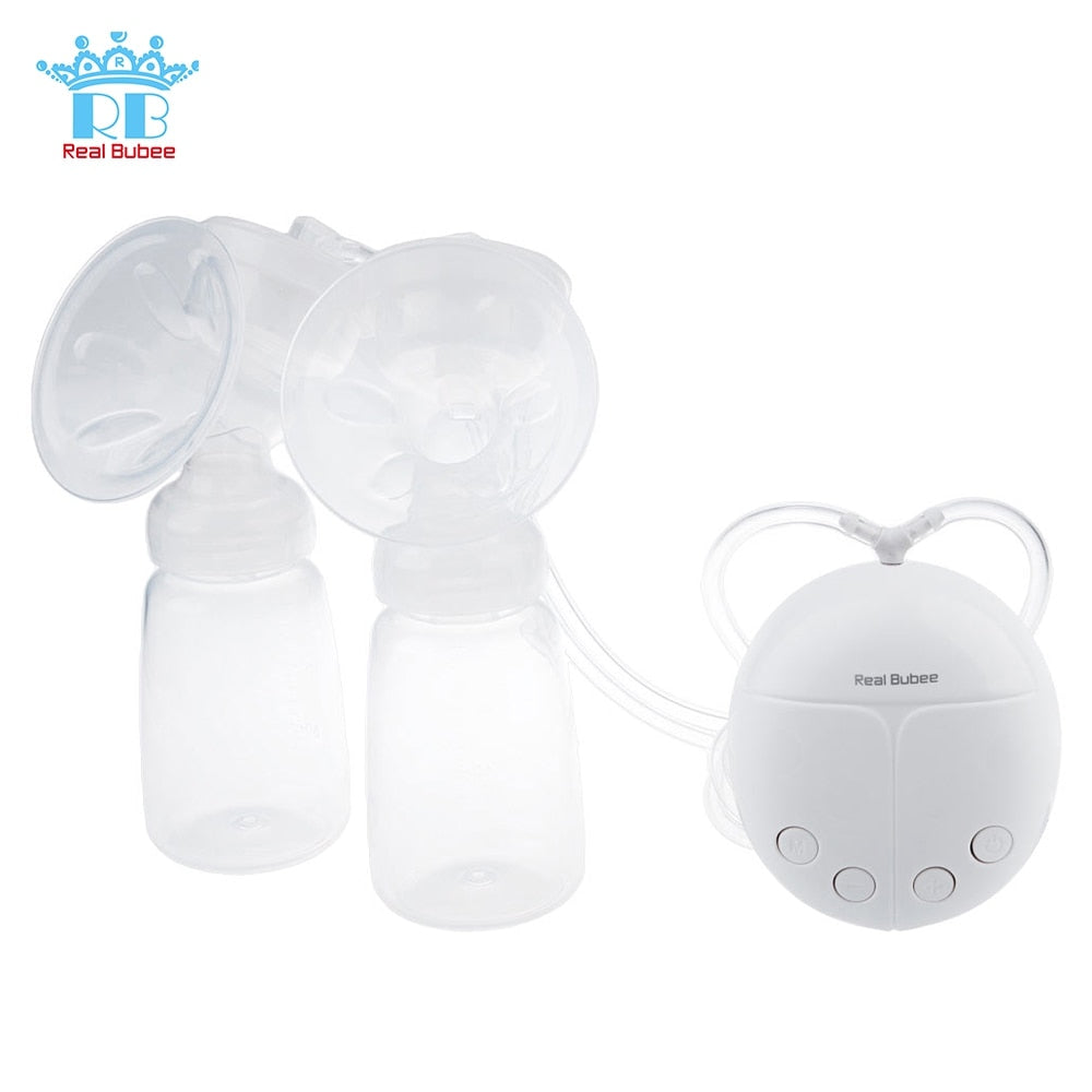 Real Bubee Double Electric Breast Pump With Milk Bottle Convenient USB PP BPA free Powerful Breast Pumps For Baby Breast Feeding