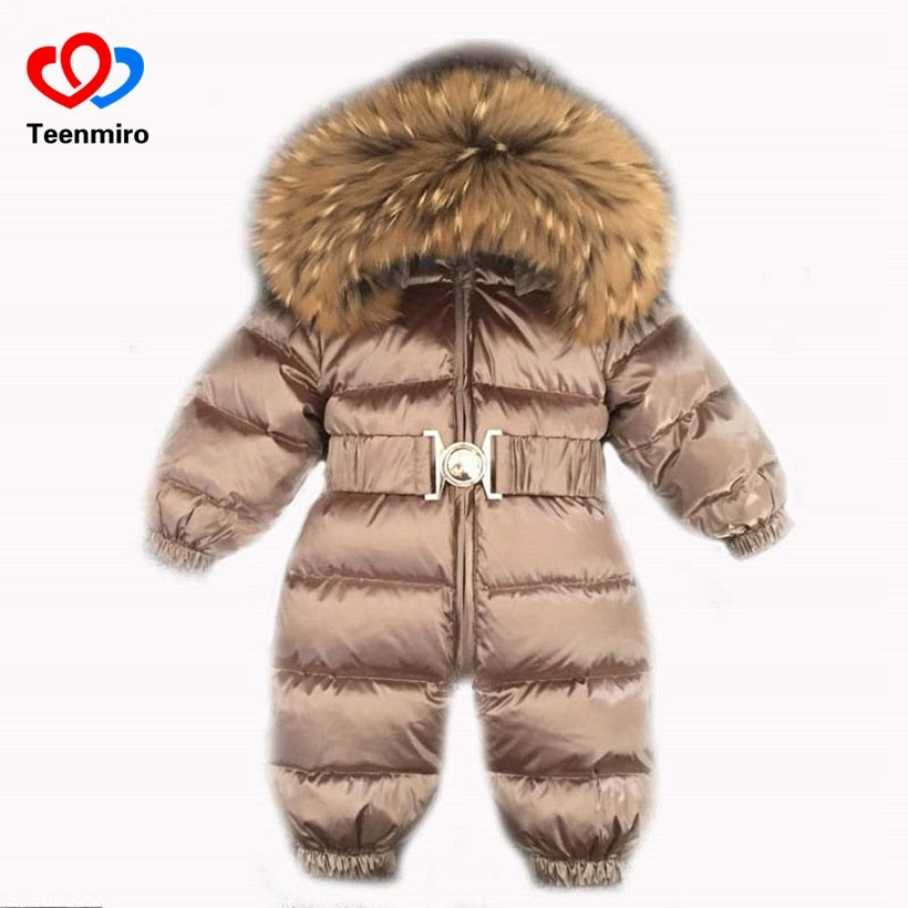 Newborn Baby Clothes Winter Snowsuit Infant Duck Down Jumpsuit Toddler Romper Fur Baby Onesie Kids Parka Coveralls Girl Overall