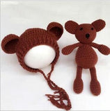 Hand Crochet Knitted Baby Hat Teddy Bear Bonnet Photography/Photo Prop , newborn knitting hats 0-1 months animal hat