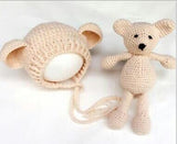 Hand Crochet Knitted Baby Hat Teddy Bear Bonnet Photography/Photo Prop , newborn knitting hats 0-1 months animal hat