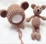 Hand Crochet Knitted Baby Hat Teddy Bear Bonnet Photography/Photo Prop , newborn knitting hats 0-1 months animal hat