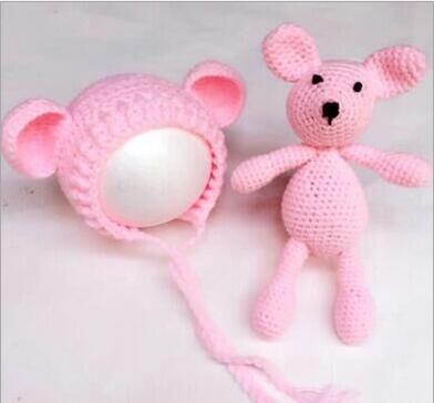 Hand Crochet Knitted Baby Hat Teddy Bear Bonnet Photography/Photo Prop , newborn knitting hats 0-1 months animal hat