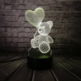 2018 Baby Teddy Bear Hold Love Heart Balloon 3D USB LED Lamp Table Night Light Home Room Decor Kids Toy Christmas Gift Beside