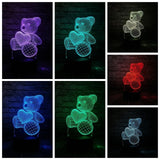 2018 Baby Teddy Bear Hold Love Heart Balloon 3D USB LED Lamp Table Night Light Home Room Decor Kids Toy Christmas Gift Beside