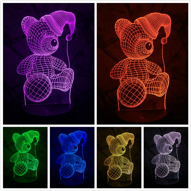 2018 Baby Teddy Bear Hold Love Heart Balloon 3D USB LED Lamp Table Night Light Home Room Decor Kids Toy Christmas Gift Beside