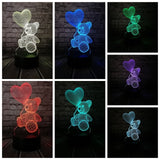 2018 Baby Teddy Bear Hold Love Heart Balloon 3D USB LED Lamp Table Night Light Home Room Decor Kids Toy Christmas Gift Beside