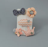 1 Set = 5PCS New Kids Children Accessories Hairpins Barrettes Baby Fabric Bow Flower Headwear Hair clips Girls Headdress