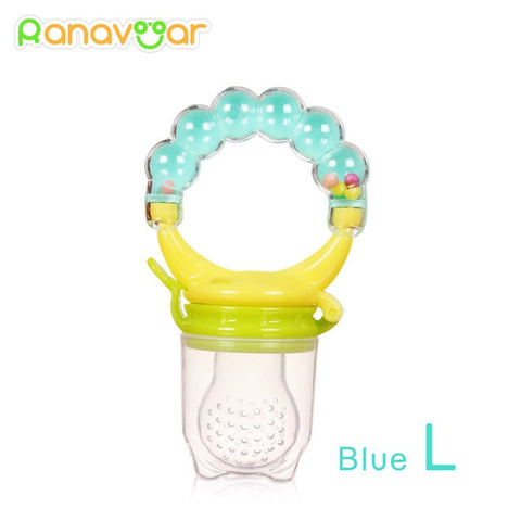 Baby Nipple Fresh Food Fruit Milk Feeding Bottles Nibbler Learn Feeding Drinking Water Straw Handle Teething Pacifier with bell
