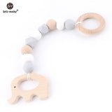 Let's Make Baby Toys Wooden Teether Teething Beech Wood Ring Sensory Baby Gym Toy Chew Silicone Teether Play Gym Baby Rattles