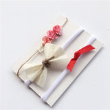 BalleenShiny 3PCS Baby Girls Flower Headband Set Infant Bowknot Lovely Headwear Gift Children Kids Princess Band Hair Accessory