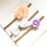 BalleenShiny 3PCS Baby Girls Flower Headband Set Infant Bowknot Lovely Headwear Gift Children Kids Princess Band Hair Accessory