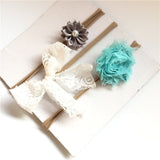 BalleenShiny 3PCS Baby Girls Flower Headband Set Infant Bowknot Lovely Headwear Gift Children Kids Princess Band Hair Accessory