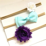 BalleenShiny 3PCS Baby Girls Flower Headband Set Infant Bowknot Lovely Headwear Gift Children Kids Princess Band Hair Accessory