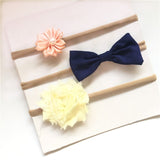 BalleenShiny 3PCS Baby Girls Flower Headband Set Infant Bowknot Lovely Headwear Gift Children Kids Princess Band Hair Accessory