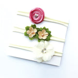 BalleenShiny 3PCS Baby Girls Flower Headband Set Infant Bowknot Lovely Headwear Gift Children Kids Princess Band Hair Accessory