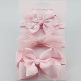 BalleenShiny 3PCS Baby Girls Flower Headband Set Infant Bowknot Lovely Headwear Gift Children Kids Princess Band Hair Accessory