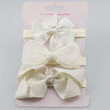 BalleenShiny 3PCS Baby Girls Flower Headband Set Infant Bowknot Lovely Headwear Gift Children Kids Princess Band Hair Accessory