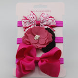 BalleenShiny 3PCS Baby Girls Flower Headband Set Infant Bowknot Lovely Headwear Gift Children Kids Princess Band Hair Accessory