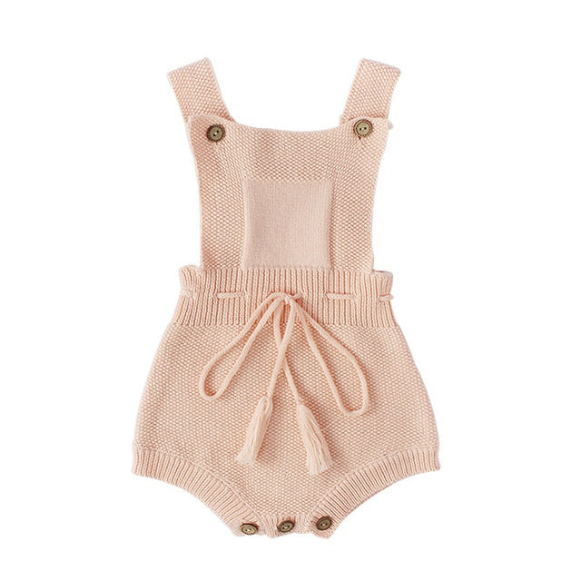 New Princess Baby Rompers with Tassels Knitted Toddler Jumpsuit Sleeveless Solid Infant Overall Onesie for Baby Girl Clothes 1PC