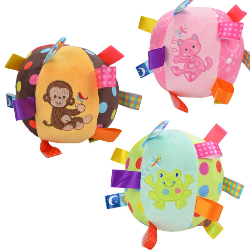 Cartoon Baby plush Ball toys colorful softy Rattle Mobile ring bell Toy brinquedos juguetes para bebes jouet WJ531