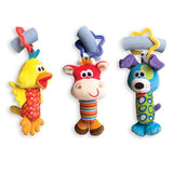 1Pcs Cartoon Animal Cow Dogs  Toy Crib Bed Stroller Hanging Ring Bell Toy Soft Baby Rattle Early Educational Toy Baby Toys