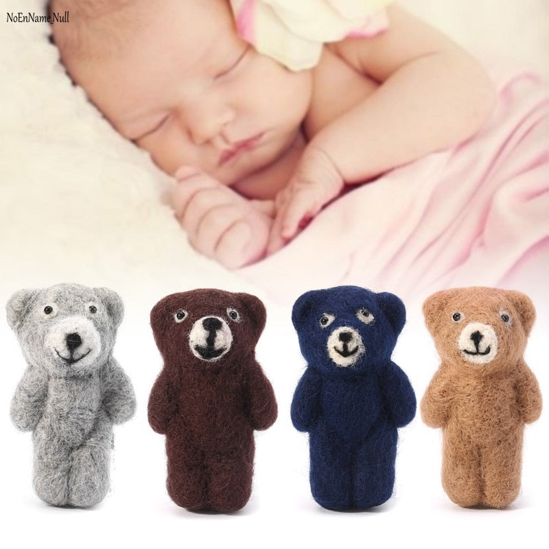 NoEnName-Null Newborn Photography Props Accessories Felt Knit Teddy Bear Infant Handmade Toy
